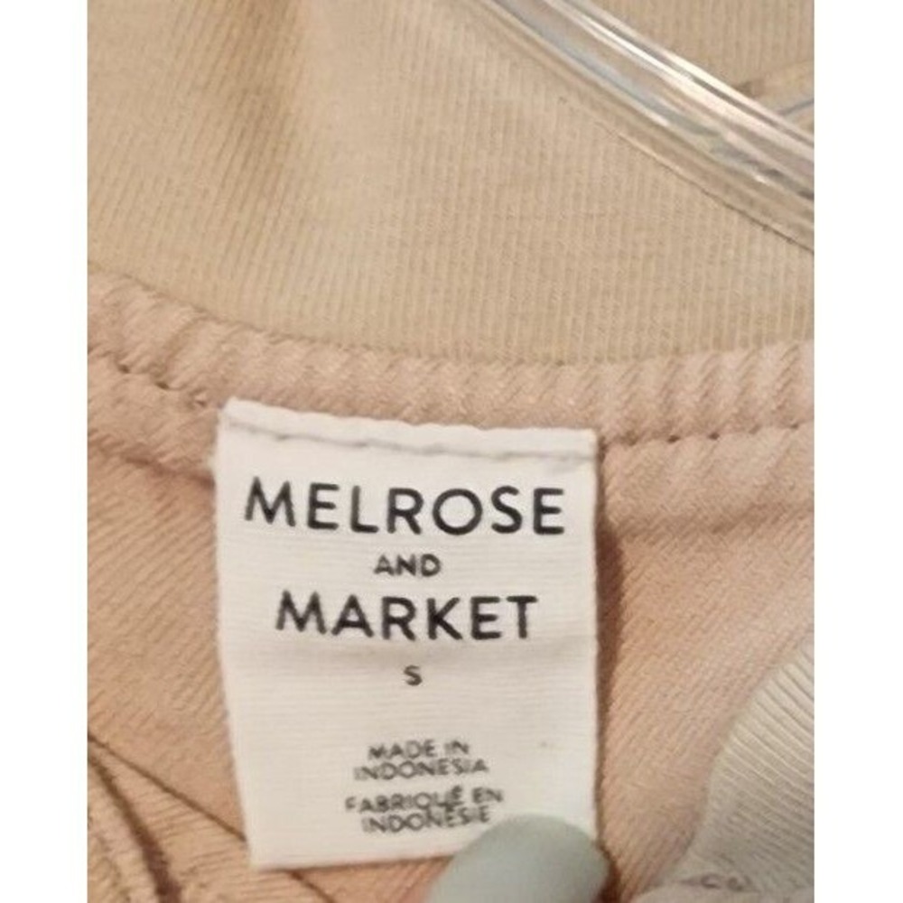Melrose and Market Bomber Jacket Lightweight Drawstring Beige Size S - Picture 3 of 3